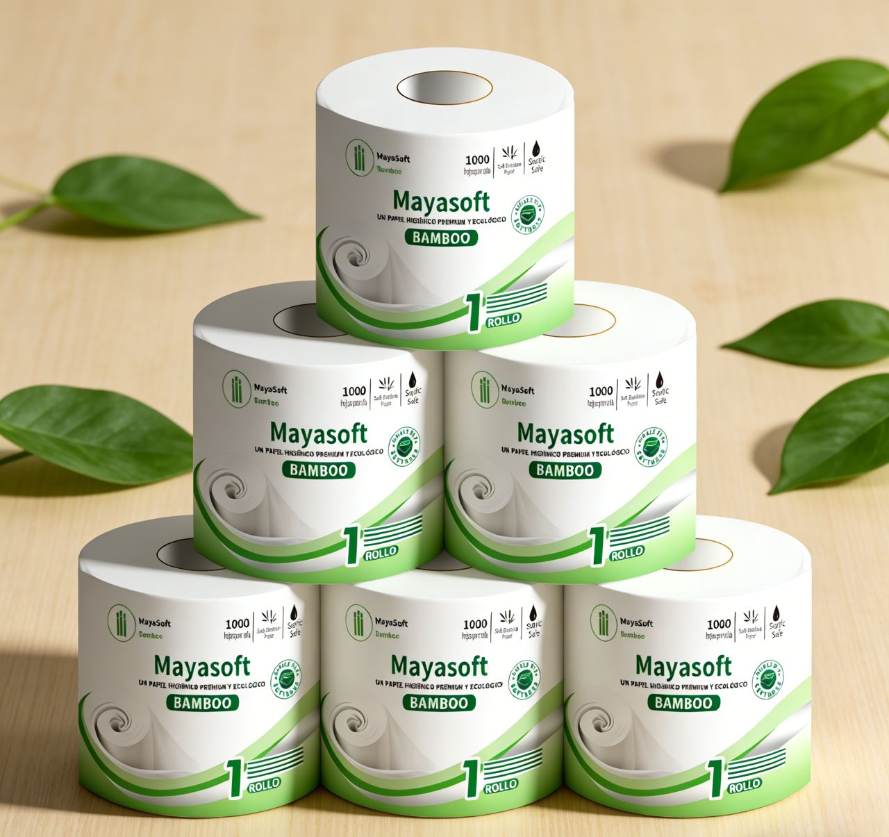 Pack 1 Rollo de papel higiénico Mayasoft Bamboo