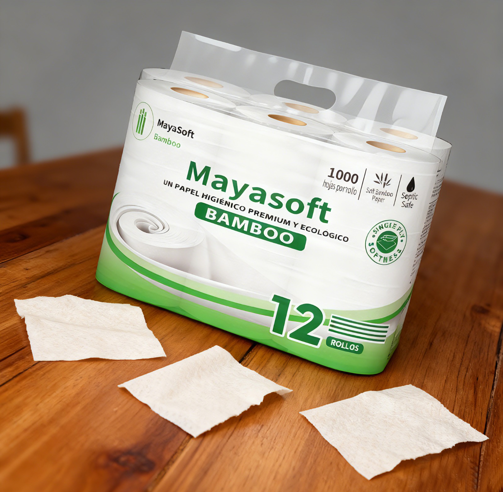 Pack 12 Rollos de papel higiénico Mayasoft Bamboo