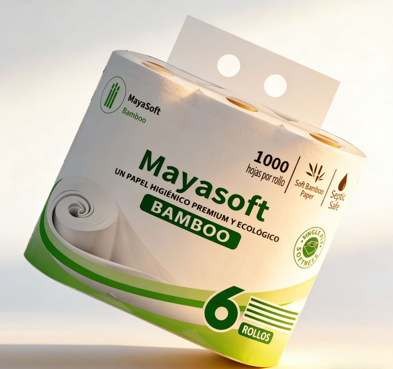 Pack 6 Rollos de papel higiénico Mayasoft Bamboo